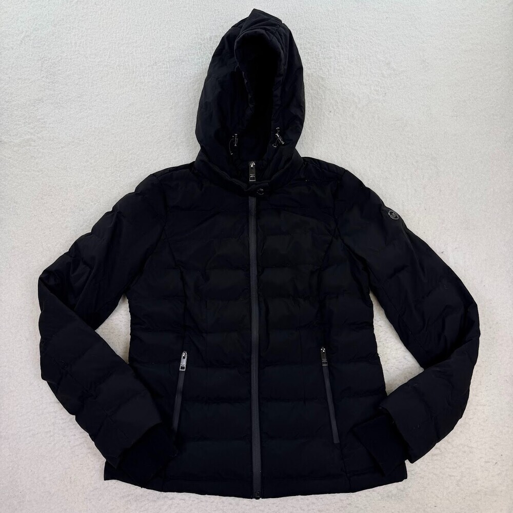 Michael Kors Jacket Women's Black Packable Downfill Hooded Lightweight MK Size S